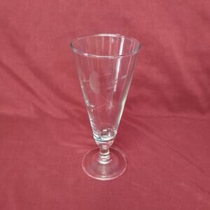 Princess House Heritage Pilsner Glass Etched Floral Clear 7.5" Vintage